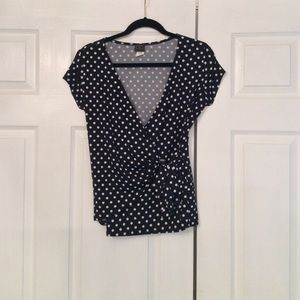 Polka dot wrap shirt